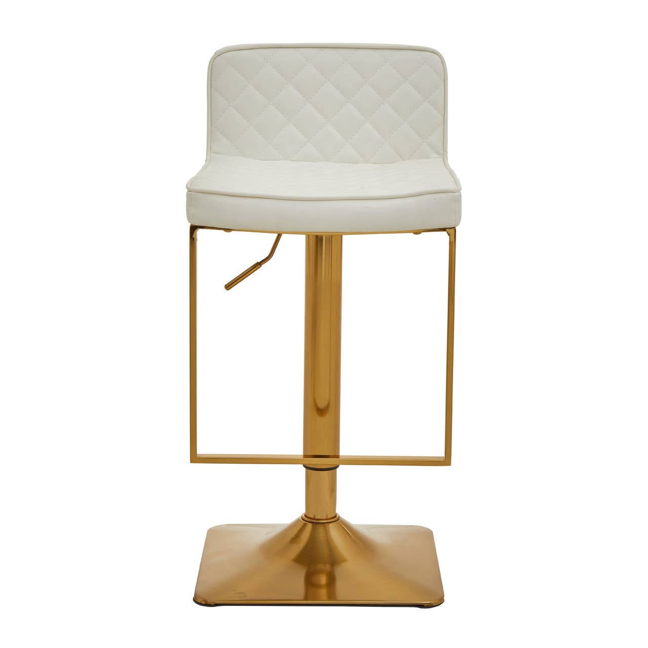 White And Gold Bar Stool With Square Base