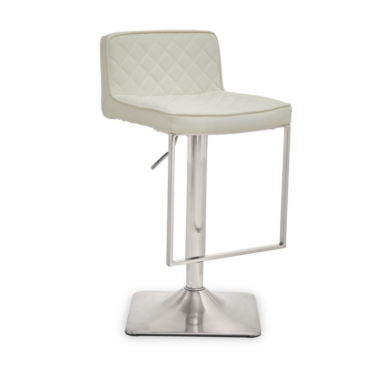 White And Chrome Bar Stool With Square Base
