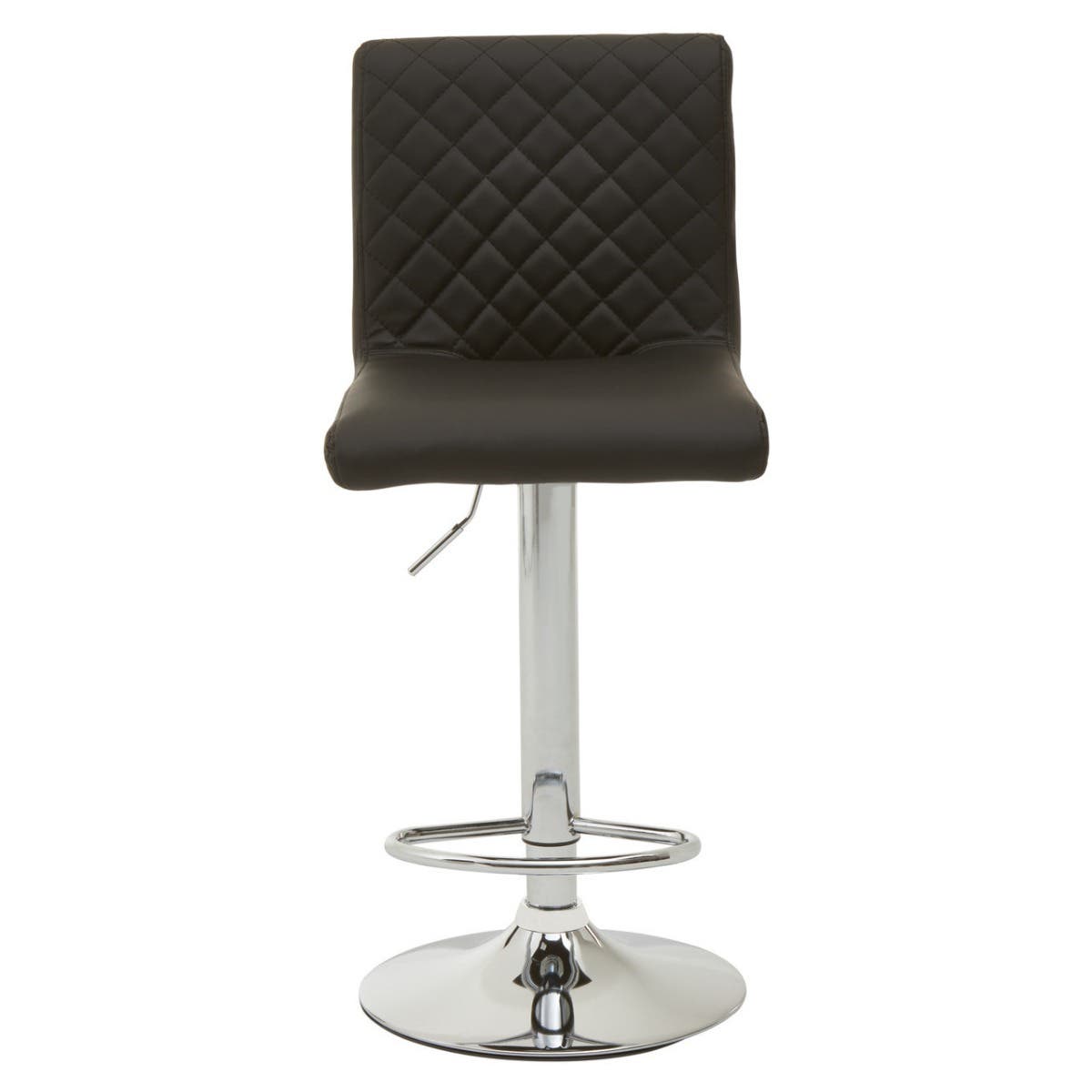 Black And Chrome Bar Stool With Round Base