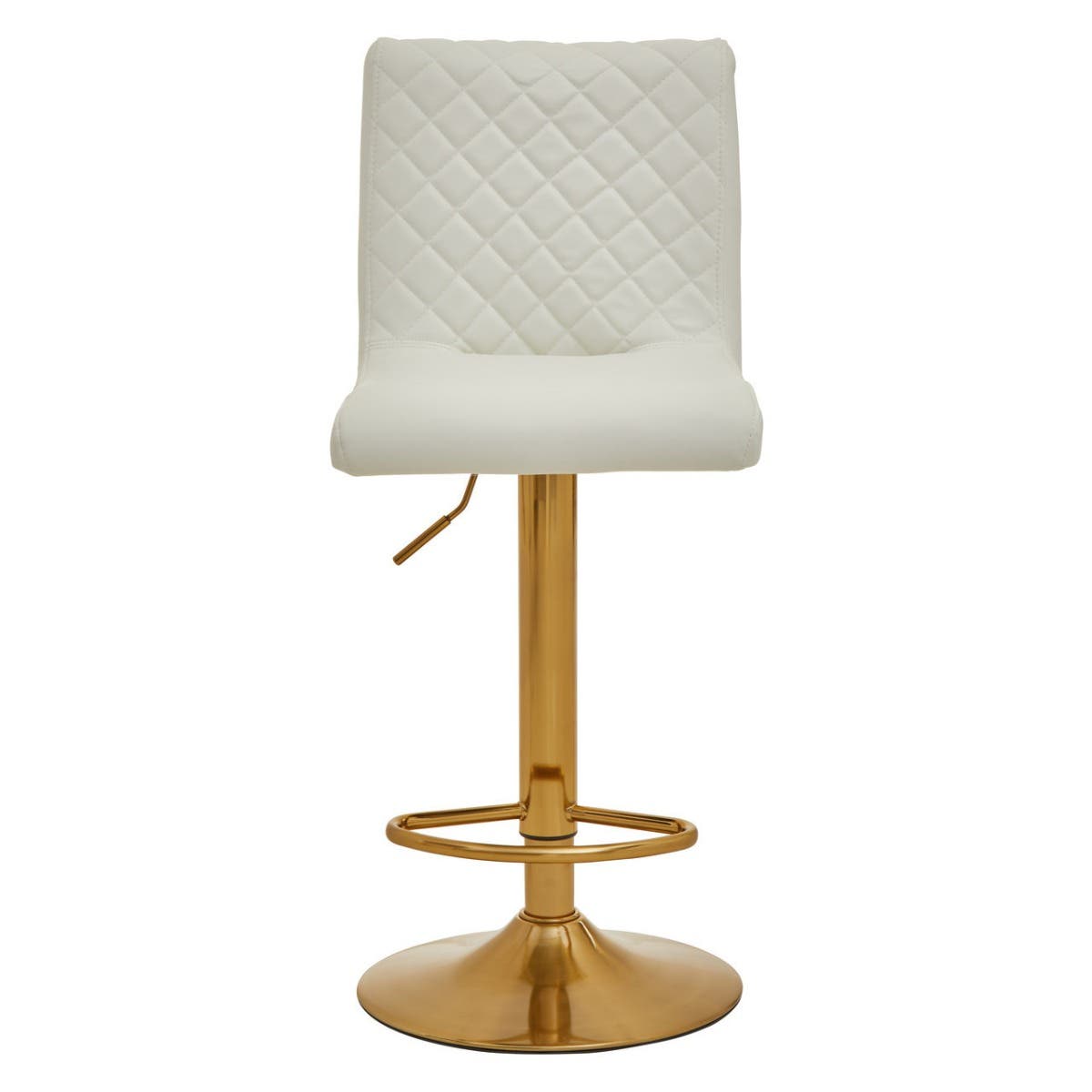 White And Gold Bar Stool With Round Base