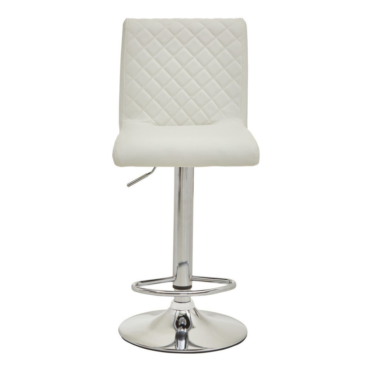 White And Chrome Bar Stool With Round Base