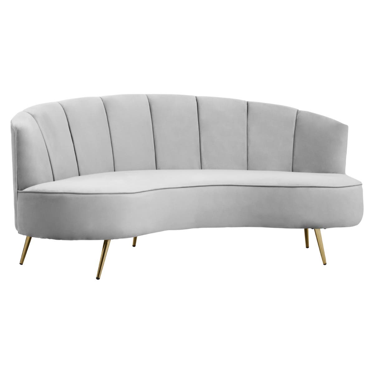 Hasna Three Seat Grey Velvet Sofa