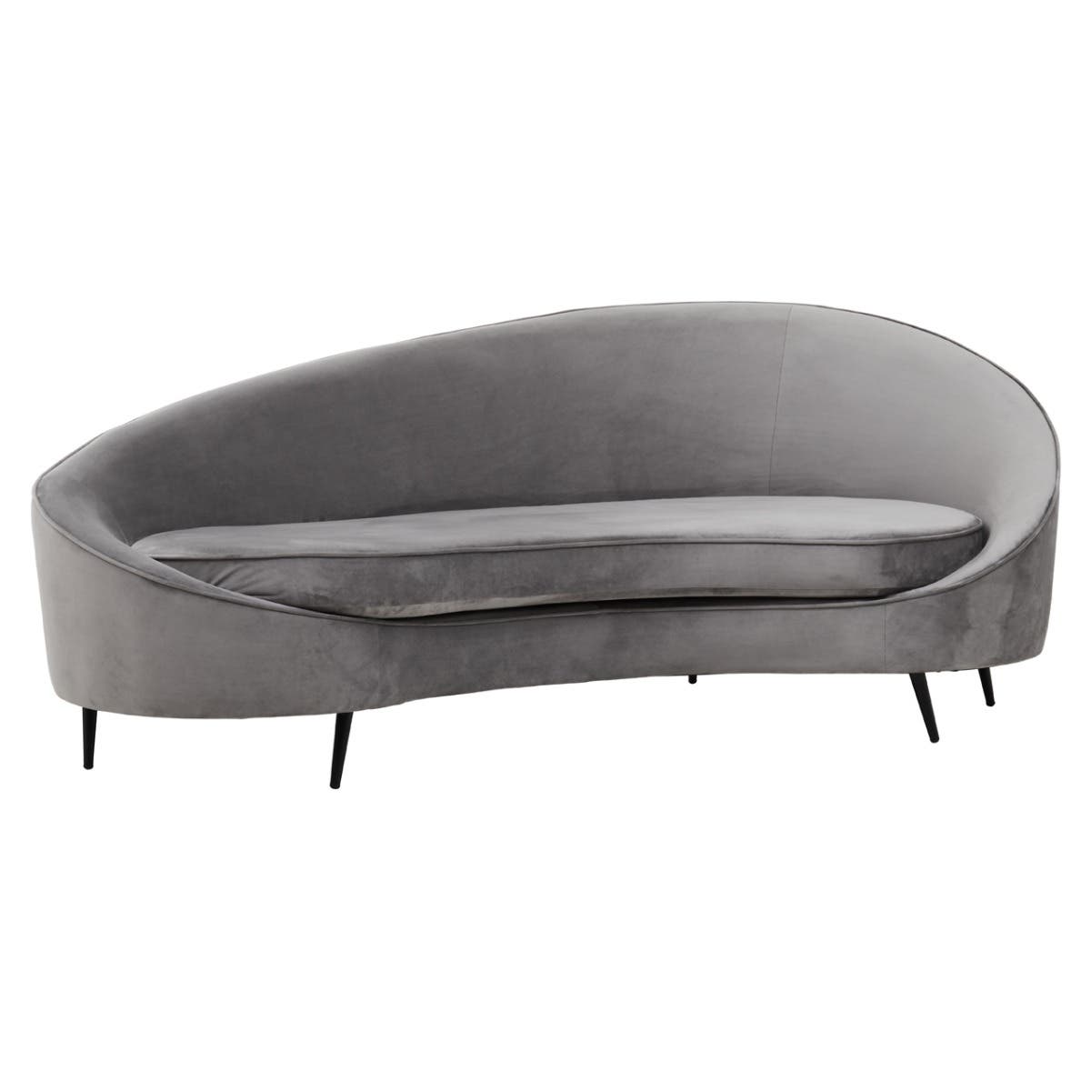 Hasina Three Seat Grey Velvet Sofa