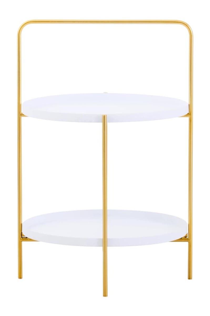 Trosa Two Tier White and Gold Side Table