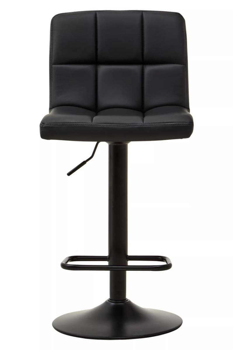 Baina Black Leather Effect Quilted Bar Stool
