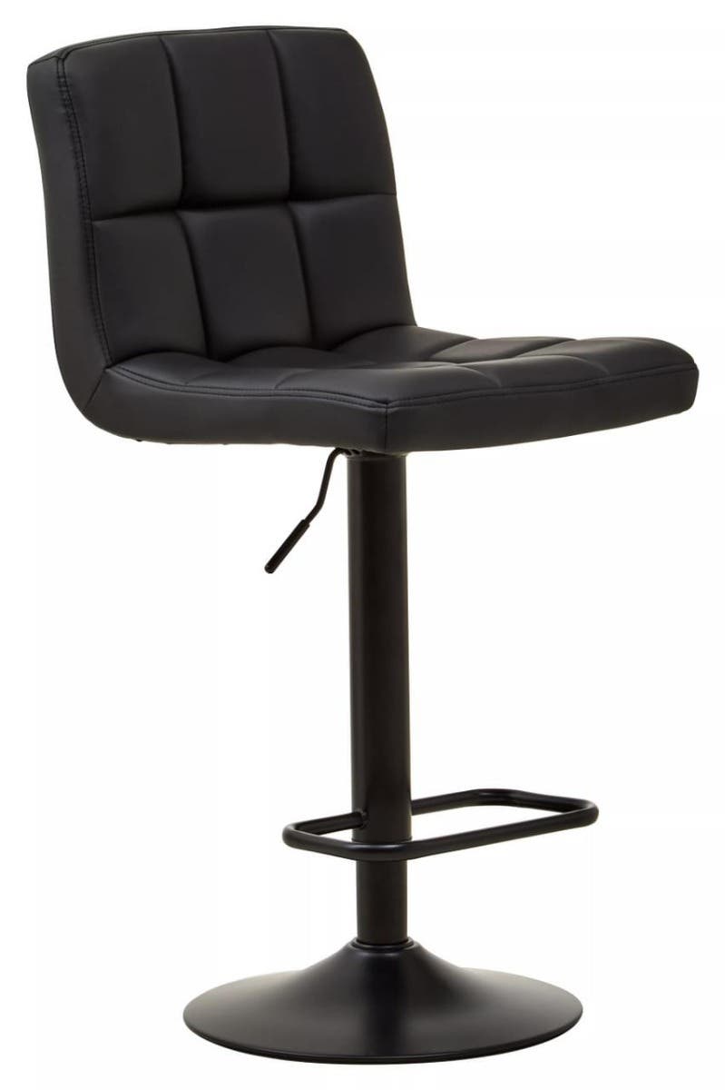 Baina Black Leather Effect Quilted Bar Stool