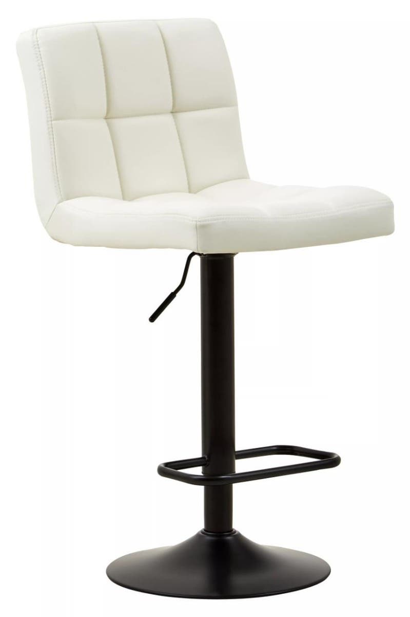 Baina White Leather Effect Quilted Bar Stool