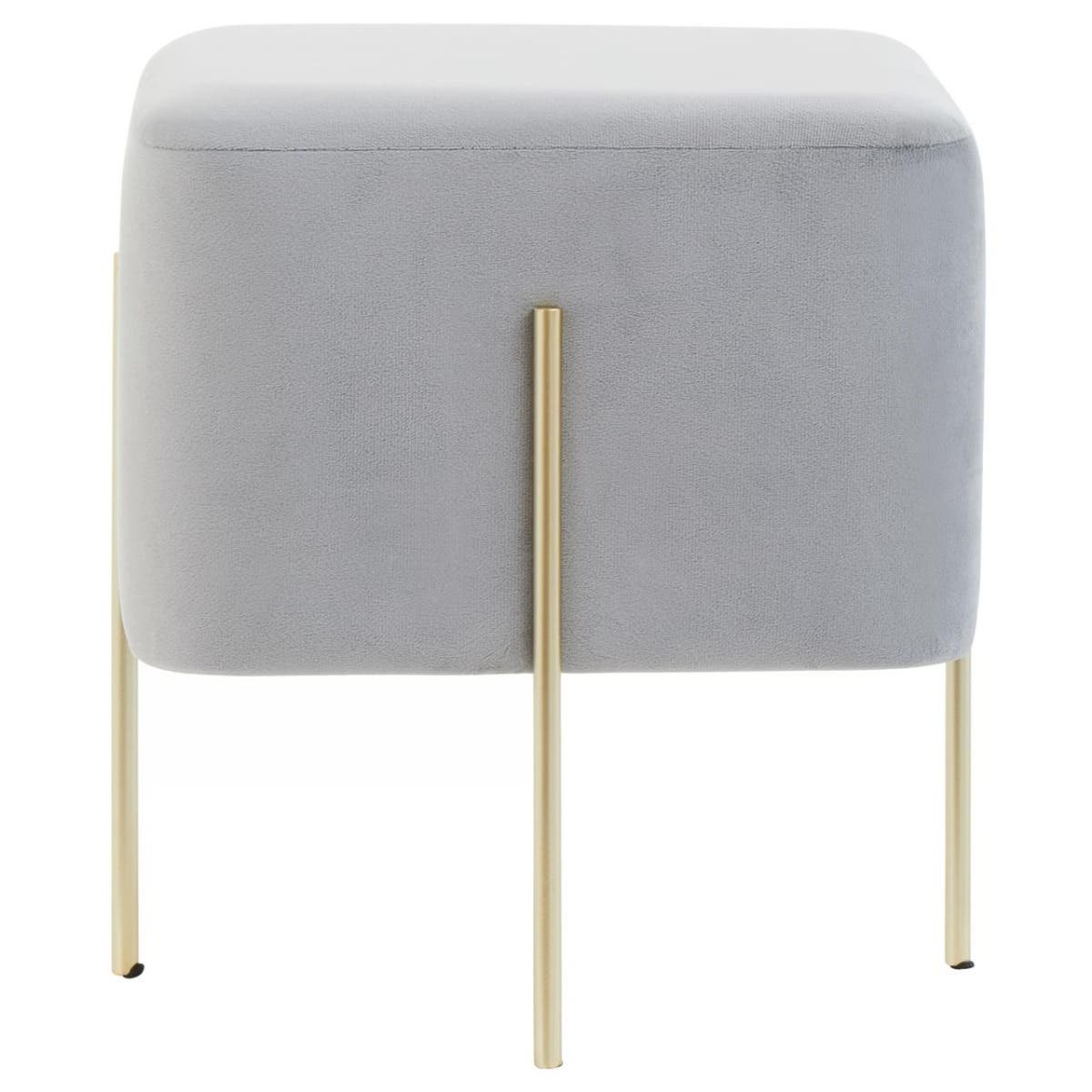 Hayes Square Grey Velvet Stool