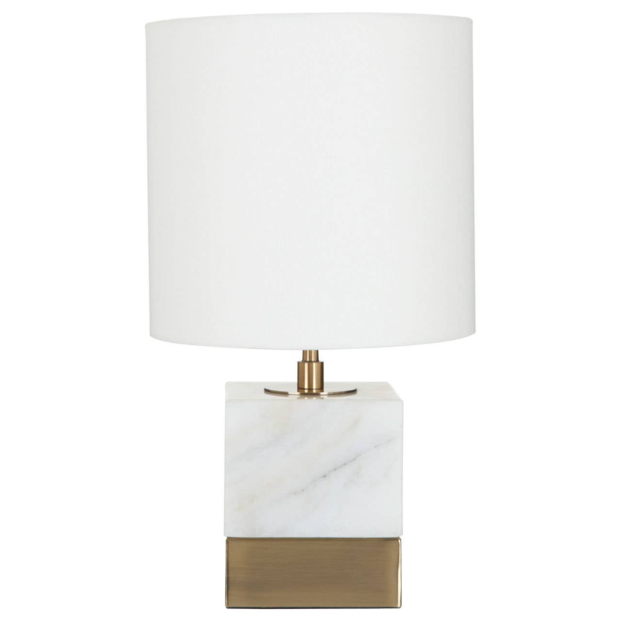 White Marble Accent Lamp With Cream Shade