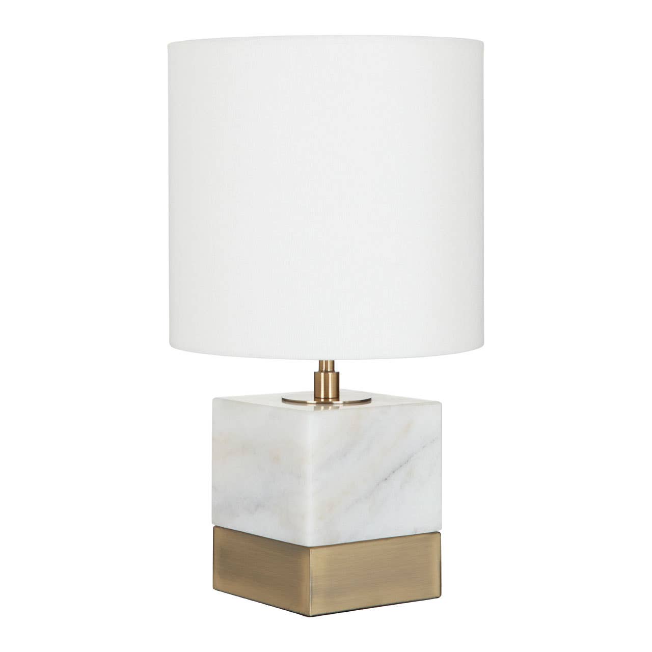 White Marble Accent Lamp With Cream Shade