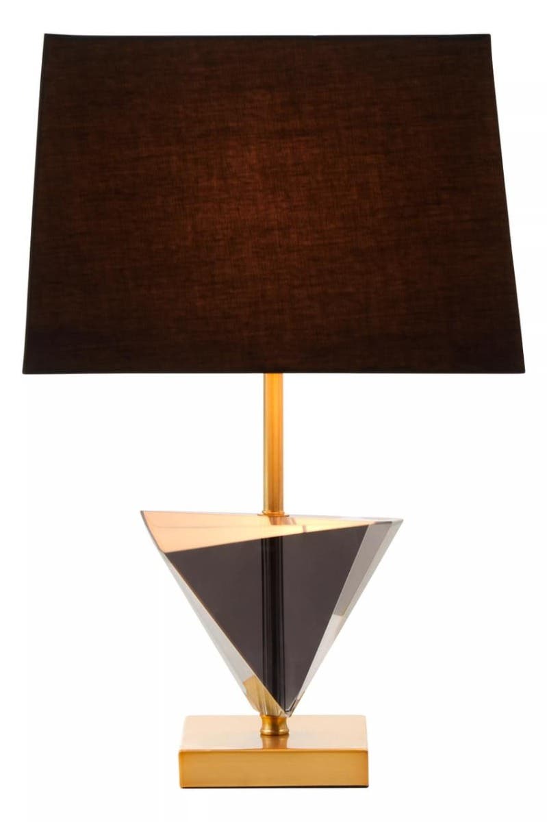 Halina Smoked Crystal Table Lamp with Gold Metal