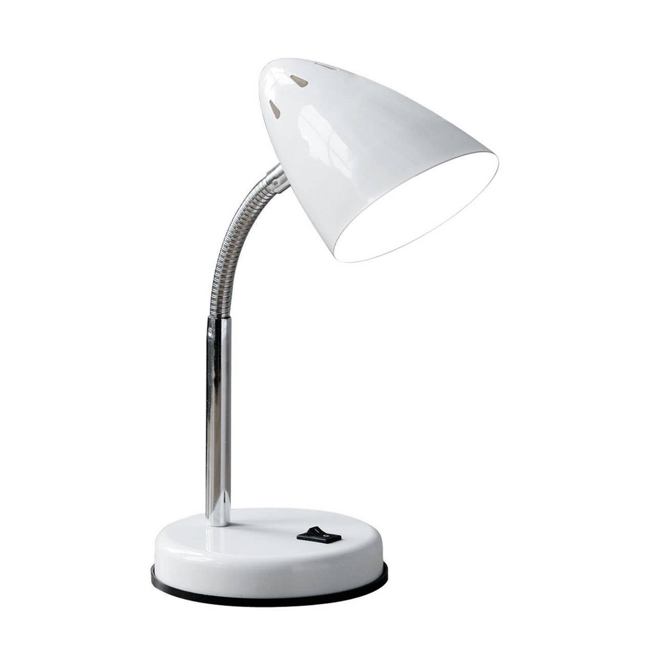 Flexi White Metal And Chrome Desk Lamp With Eu Plug