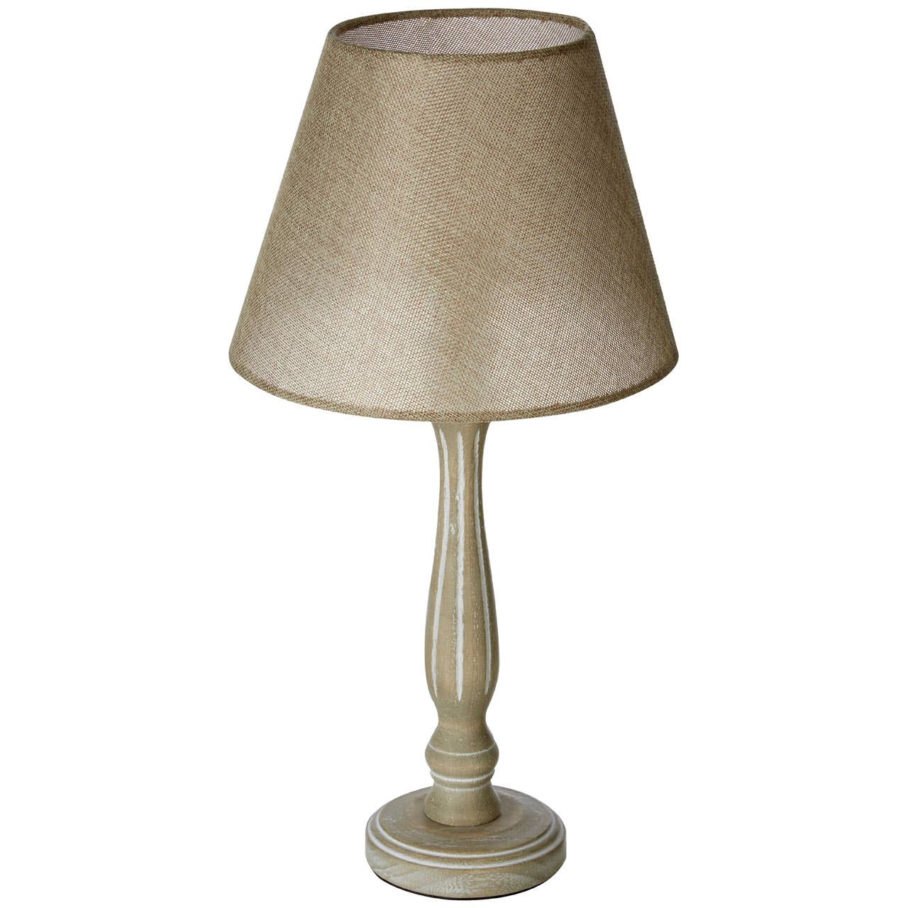 Maine Lined Wooden Candlestick Table Lamp