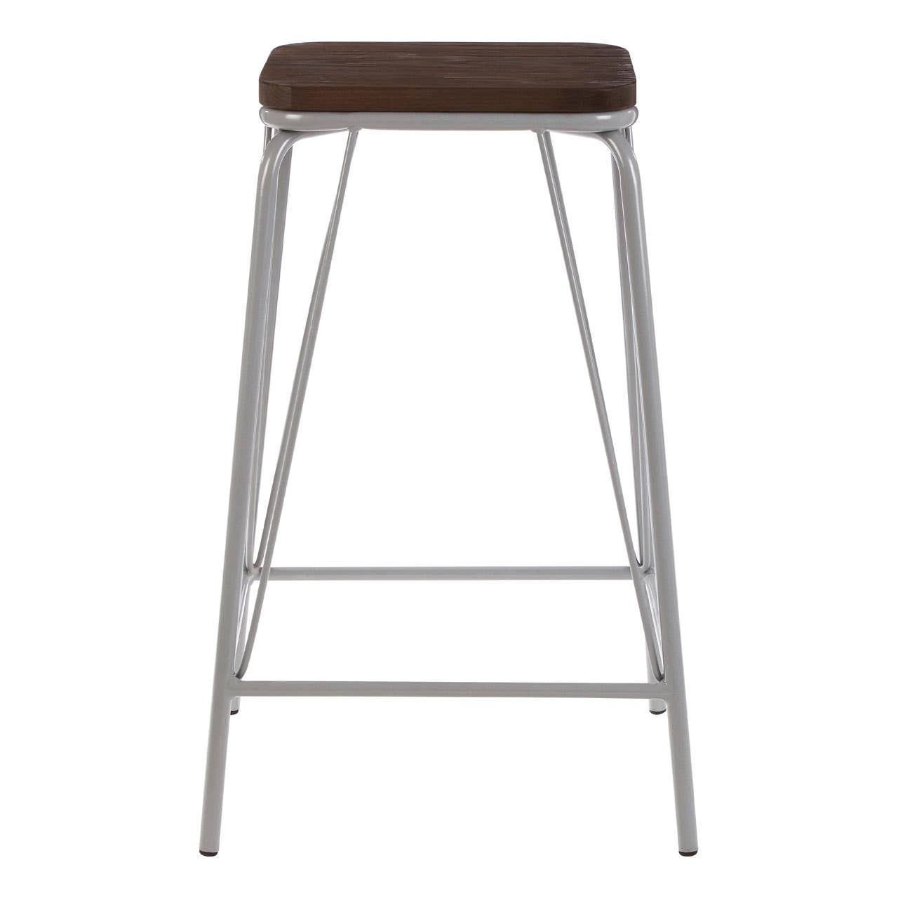 District Grey Metal And Elm Wood Stool