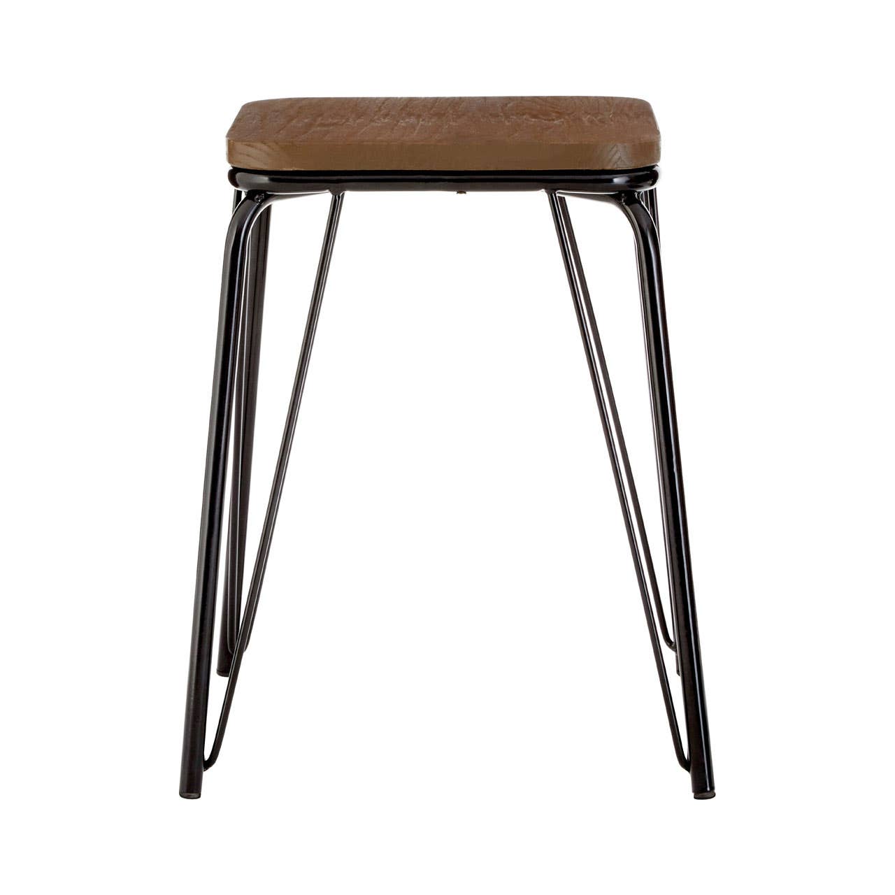 District Black Metal / Elm Small Wood Stool