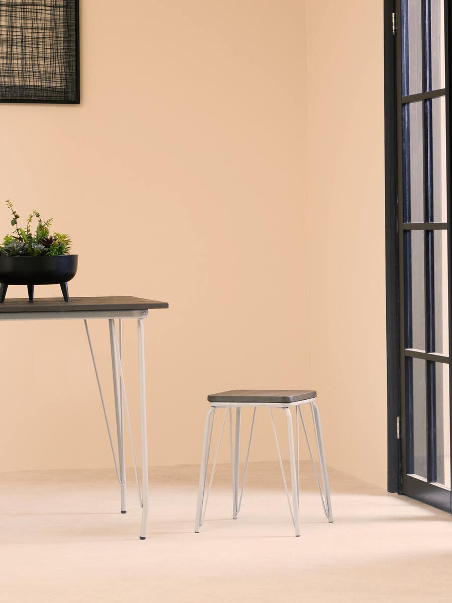 District Grey Metal / Elm Small Wood Stool