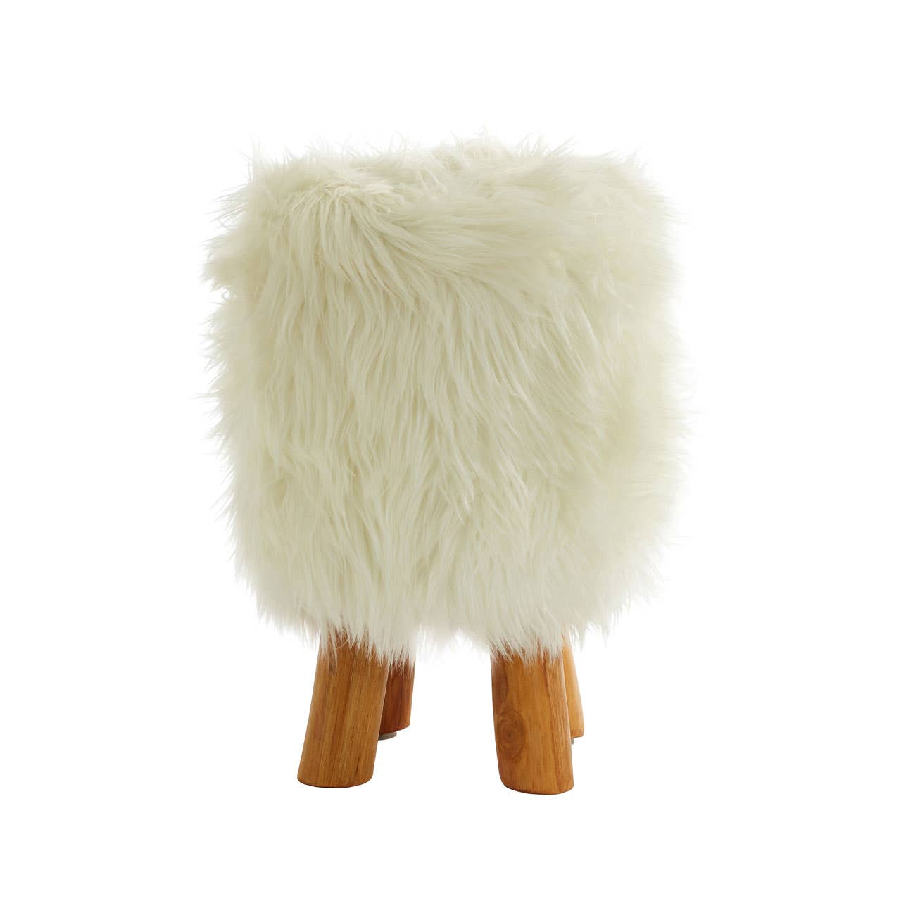 Inca Faux White Fur Round Stool