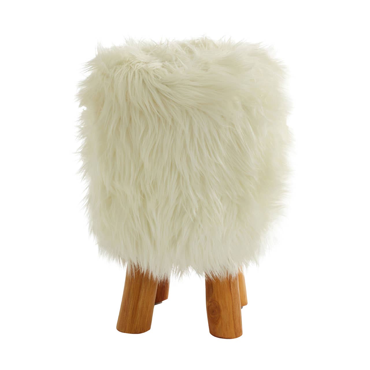 Inca Faux White Fur Round Stool