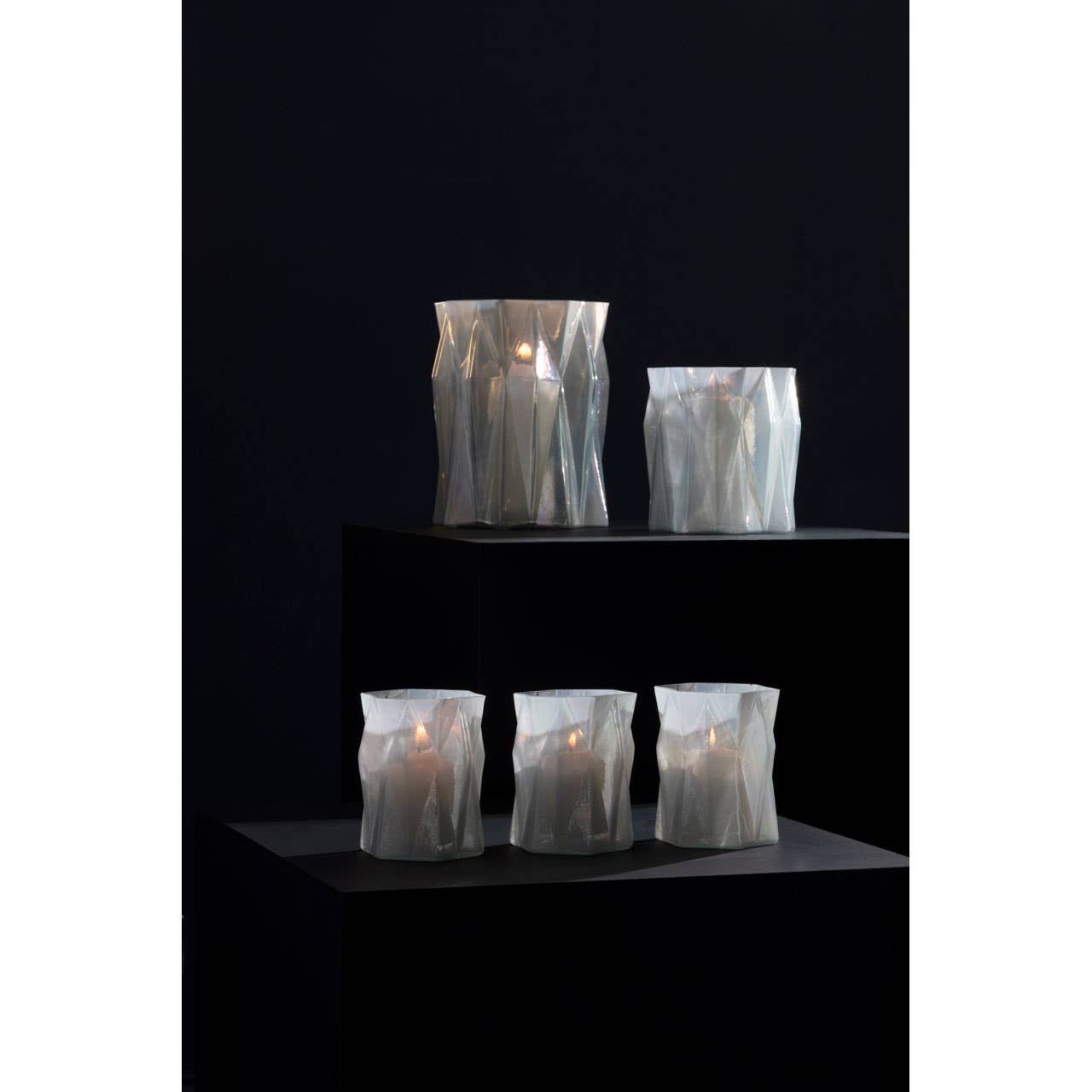 Rambia Set Of 3 Iridescent Candle Holders