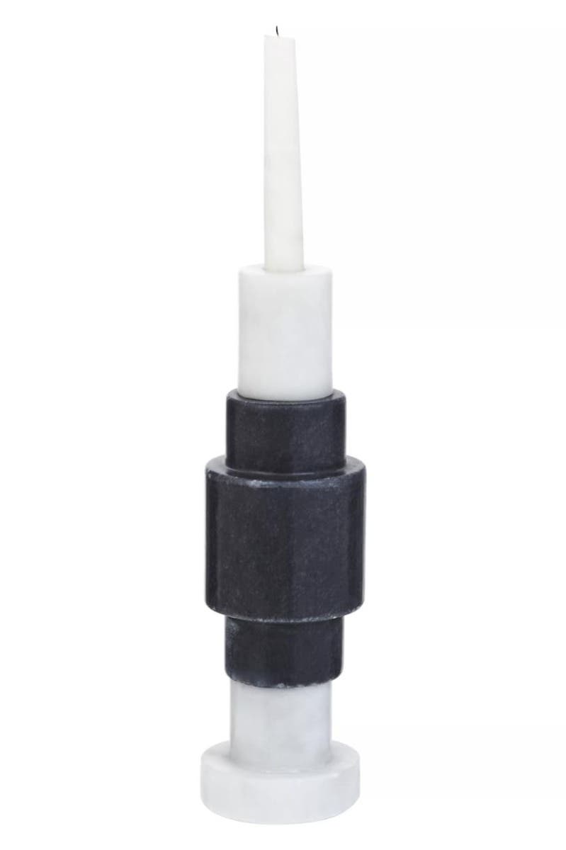 Oxana Black And White Marble Candle Holder