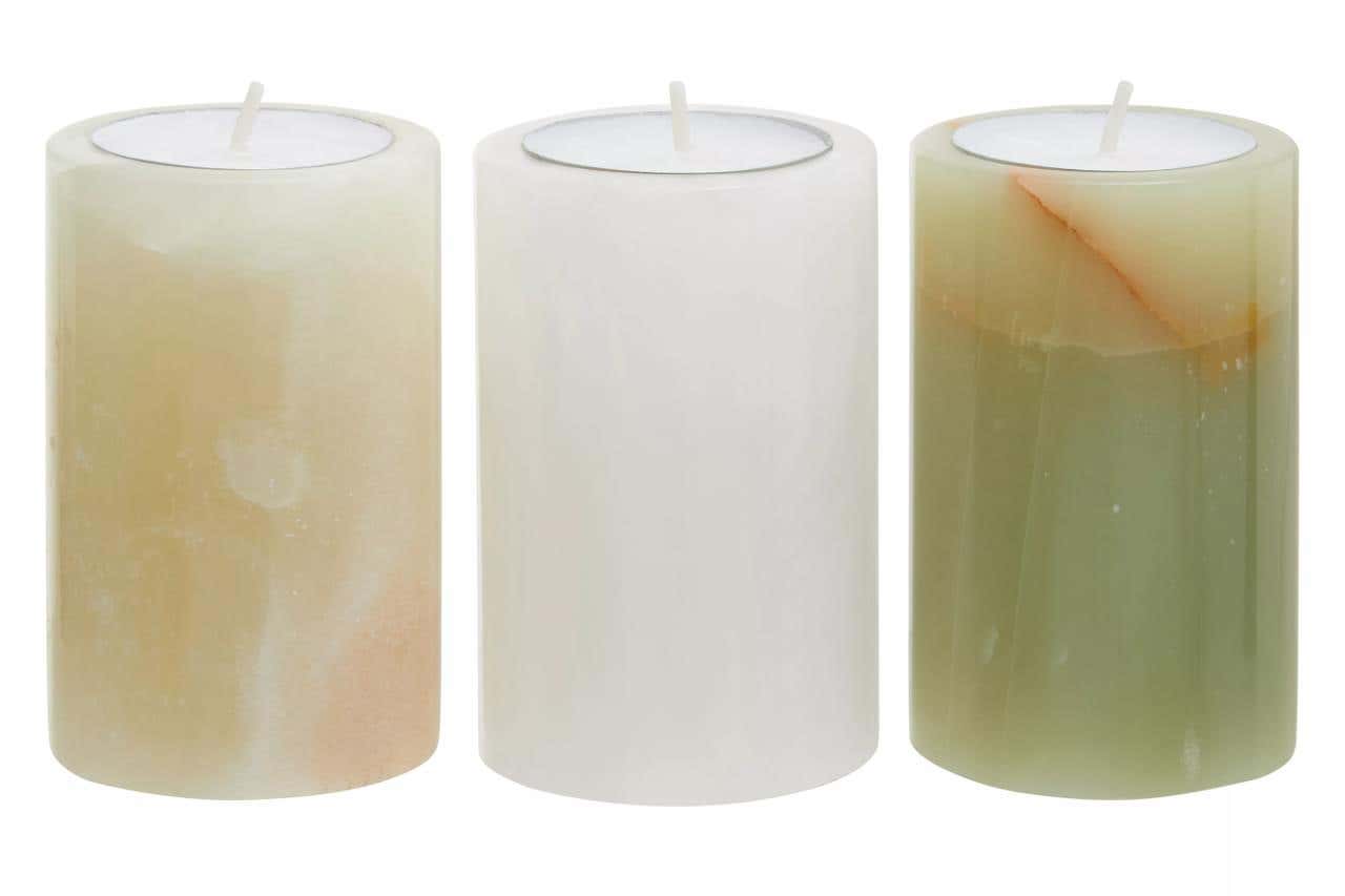 Oleena Set Of Three Onyx Tealight Holders