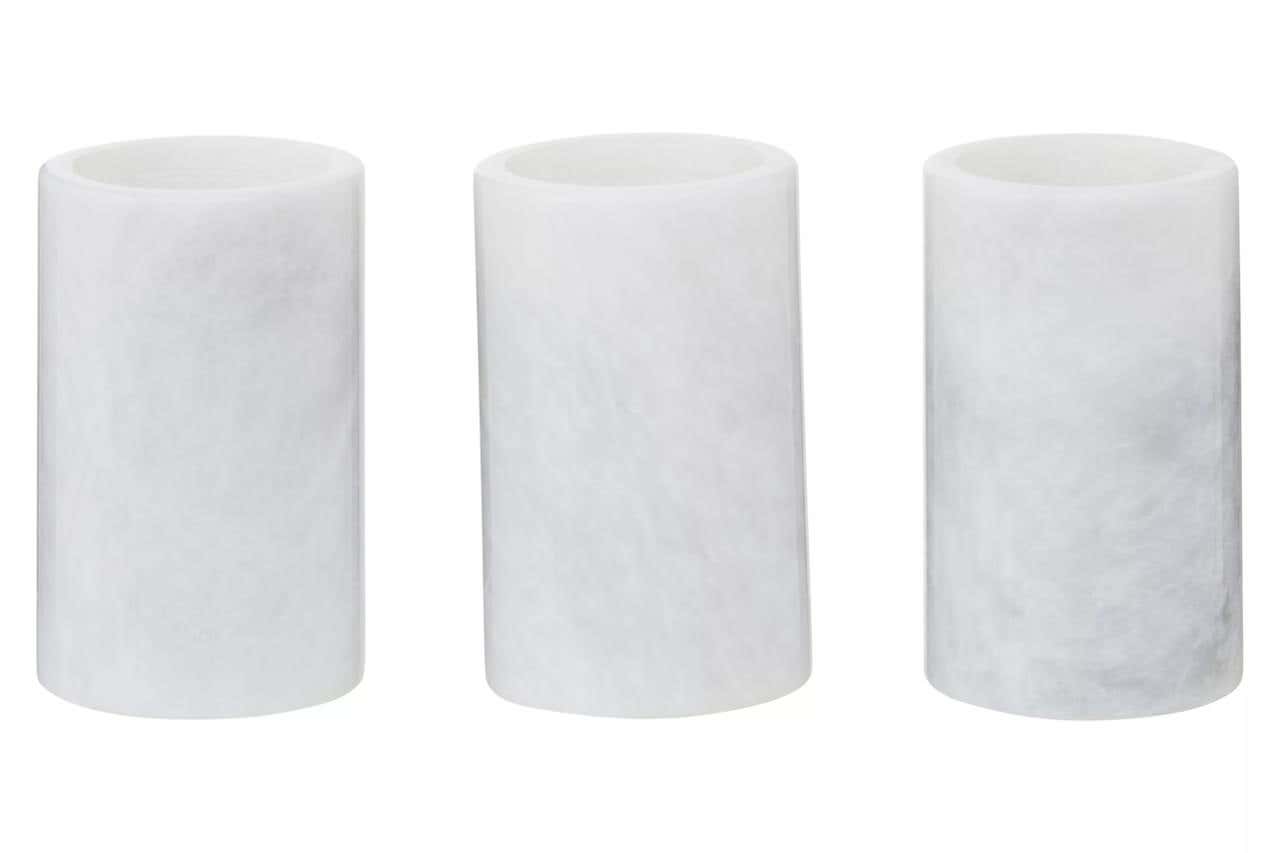 Salmo Set Of Three White Marble Tealight Holders