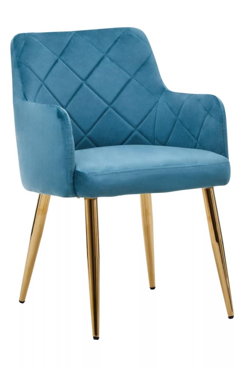 Tamzin Light Blue Velvet Angular Dining Chair