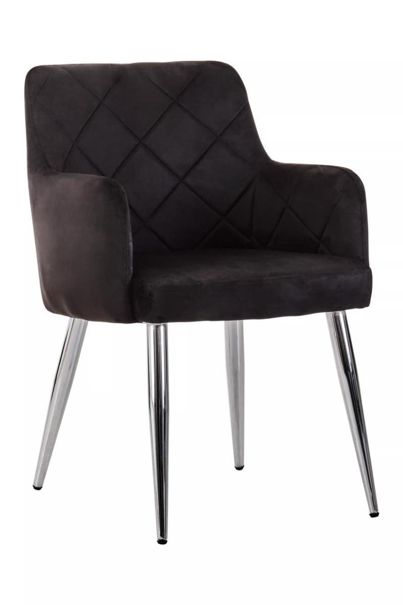 Tamzin Black Velvet Splayed Dining Chair