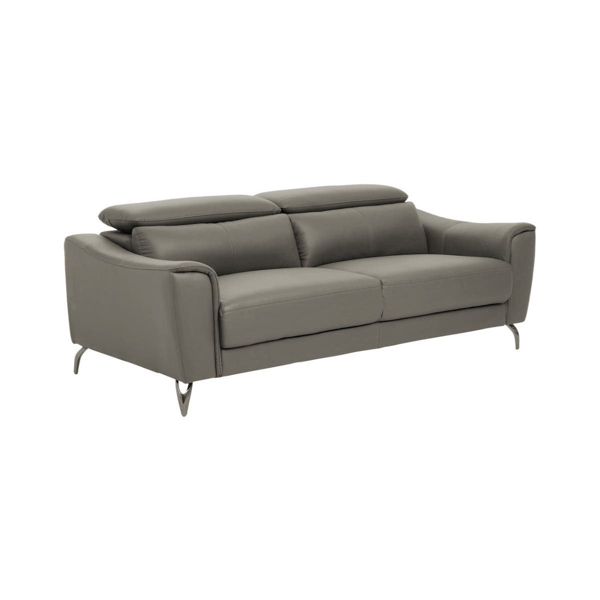 Padua 3 Seat Grey Leather Sofa