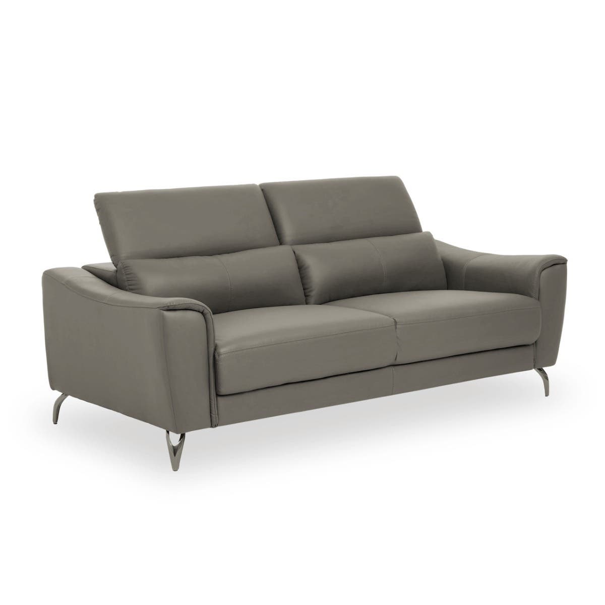 Padua 3 Seat Grey Leather Sofa