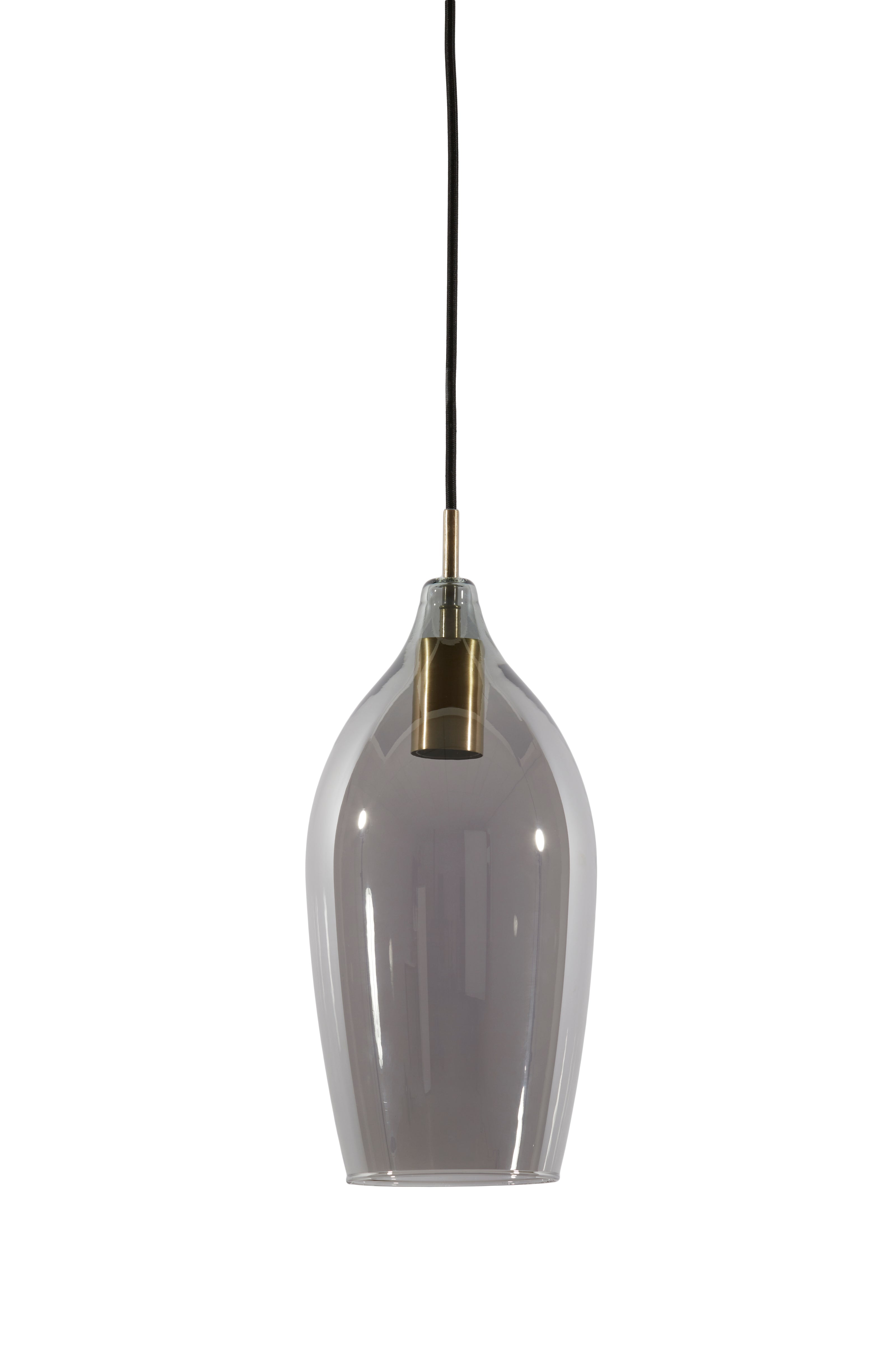 Hanging Lamp Ø17x36 cm Lukaro Antique Bronze+Glass Smoked