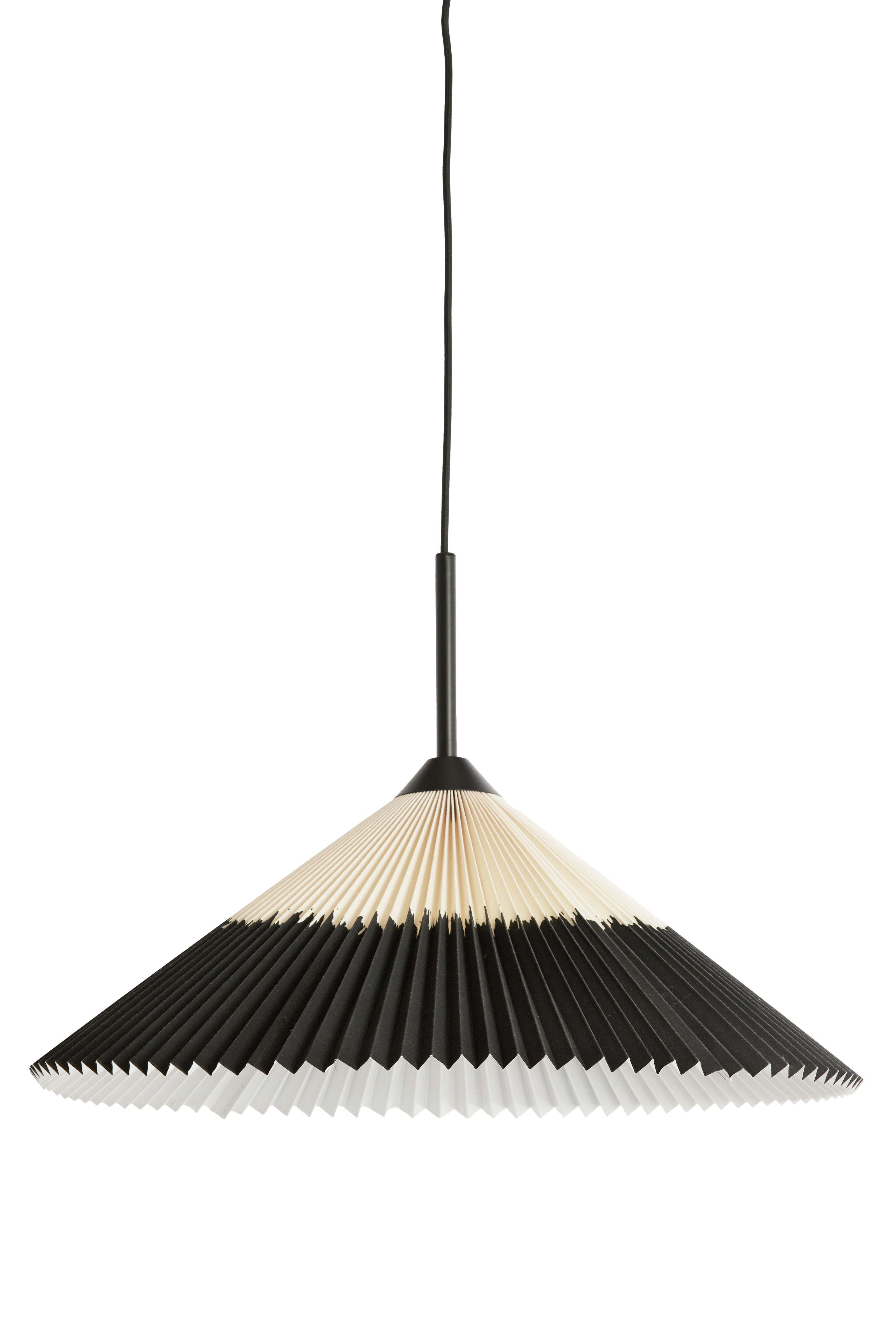 Hanging Lamp Ø60x23 cm Pleated Black+Natural