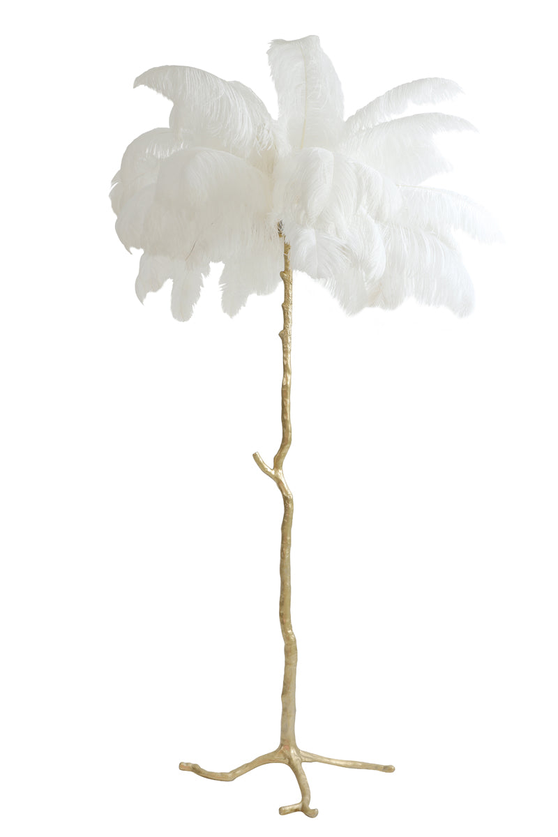 Floor Lamp E14 Ø95x180 cm Feather Gold+White