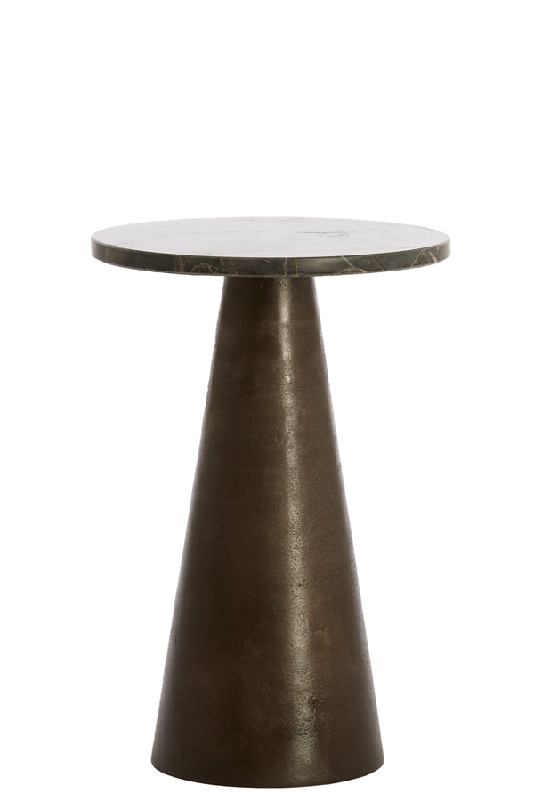 Side Table Ø36x51 cm Ynez Dark Brown Marble+Dark Brown