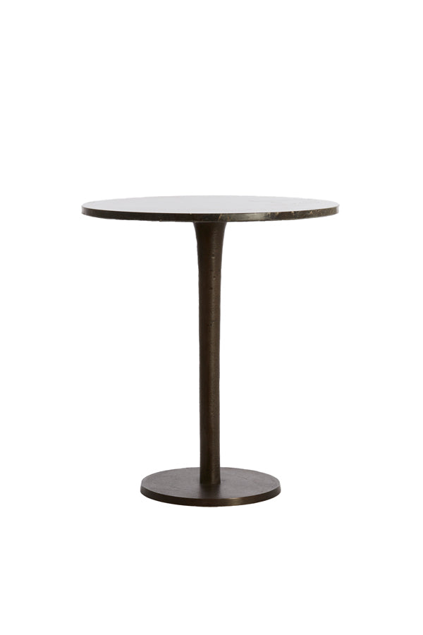 Side Table Ø48x53 cm Pazo Dark Brown Marble+Dark Brown