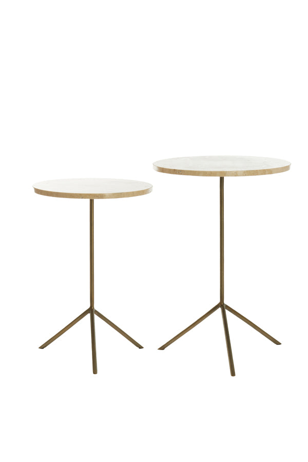 Side Table S/2 Ø36x50+Ø40x54 cm Gimi Cream Travert+Ant Bronz