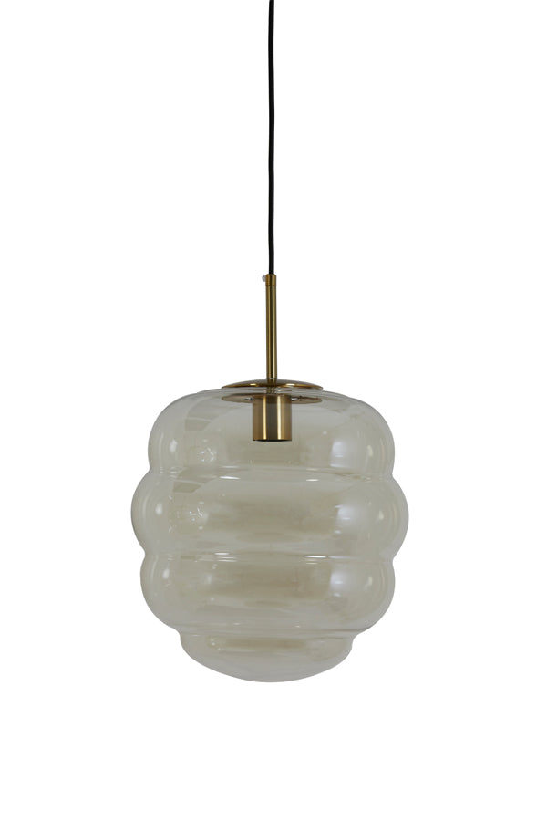 Hanging Lamp Ø30x37 cm Misty Glass Amber+Gold