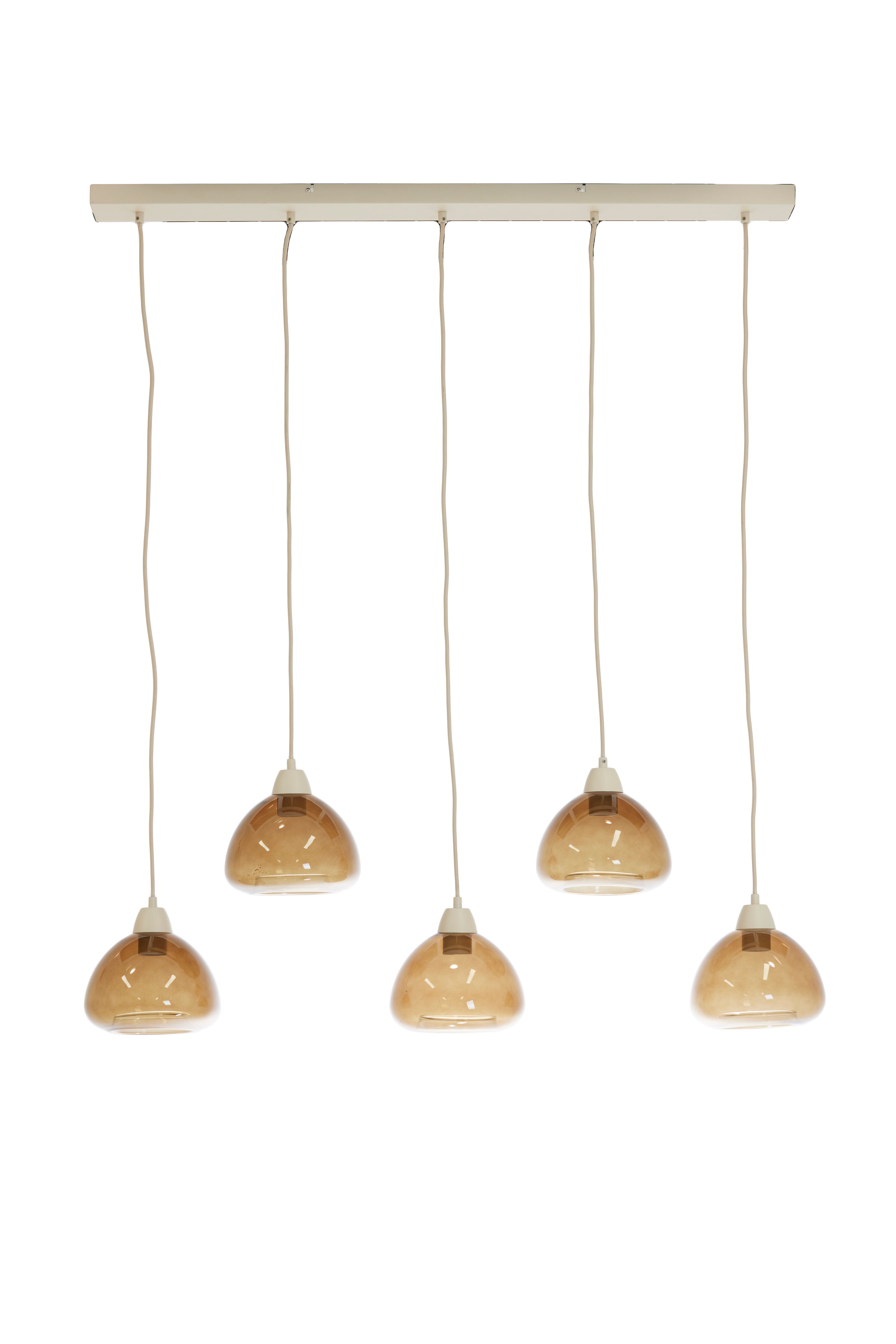 Hanging Lamp 5L 104x19x14 cm Bisho Glass Brown+Sand