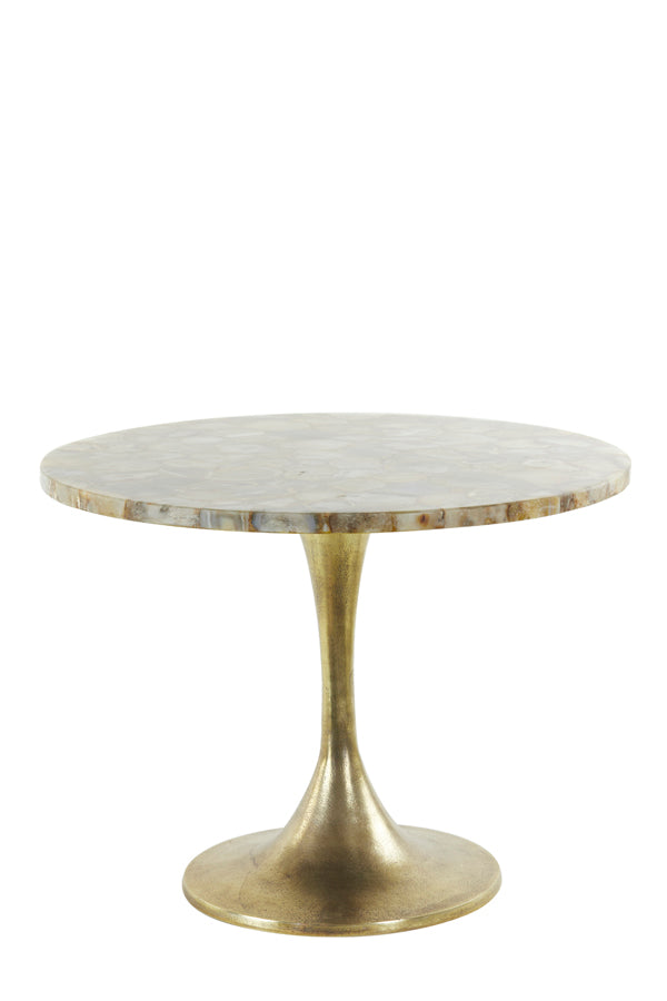 Side Table Ø61x41 cm Rickerd Yellow Agate+Antique Bronze