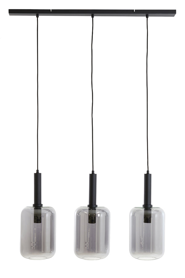 Hanging Lamp 3L 100x22x32 cm Lekar Black+Smoked Glass