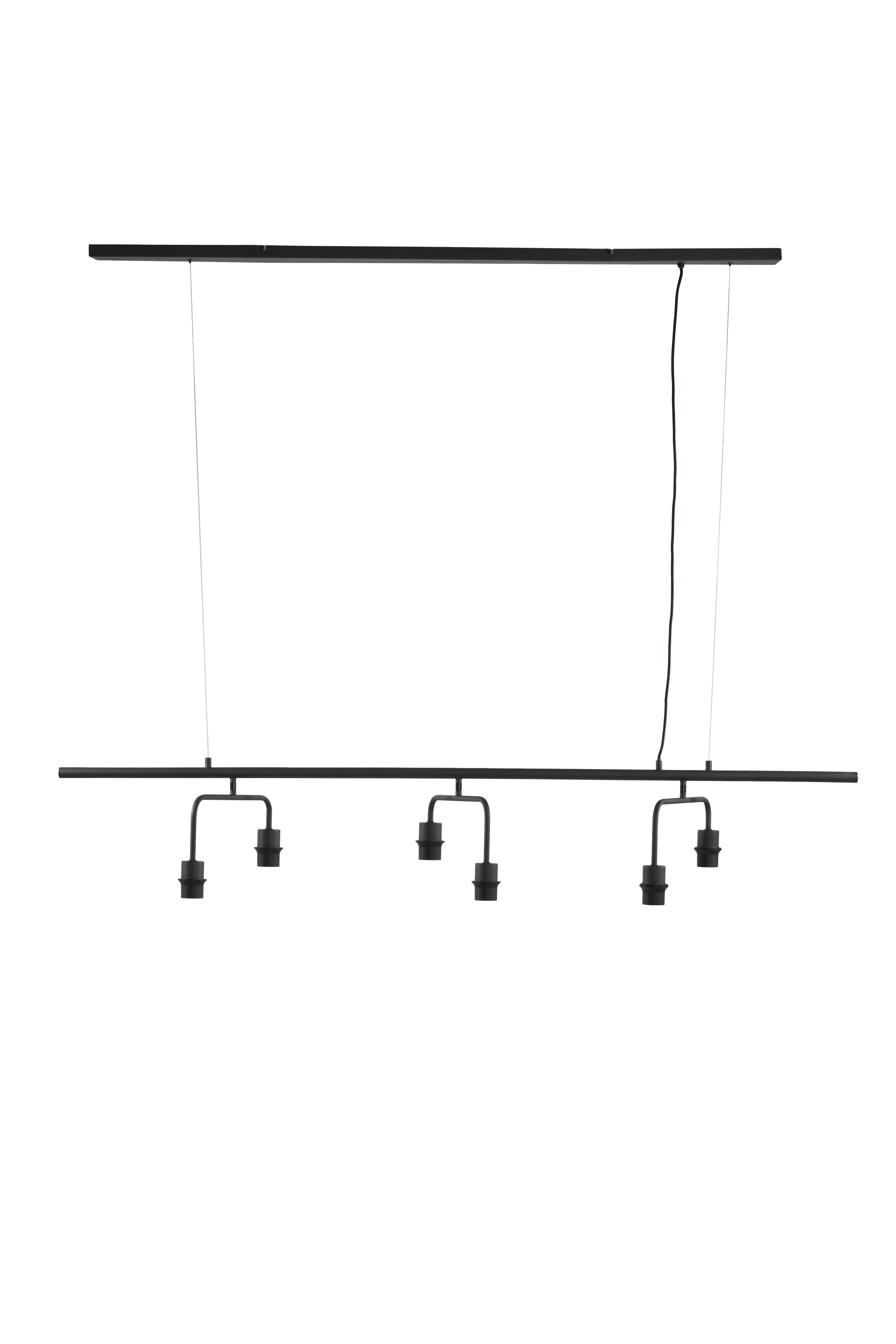 Hanging Lamp 6L 160x50x25 cm Edisa Matt Black