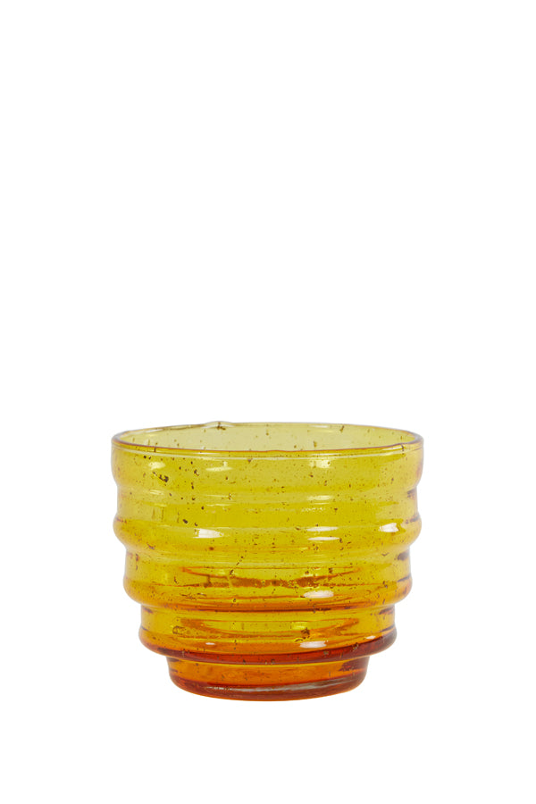 Tealight Ø12x10 cm Bellary Glass Stone Finish Yellow