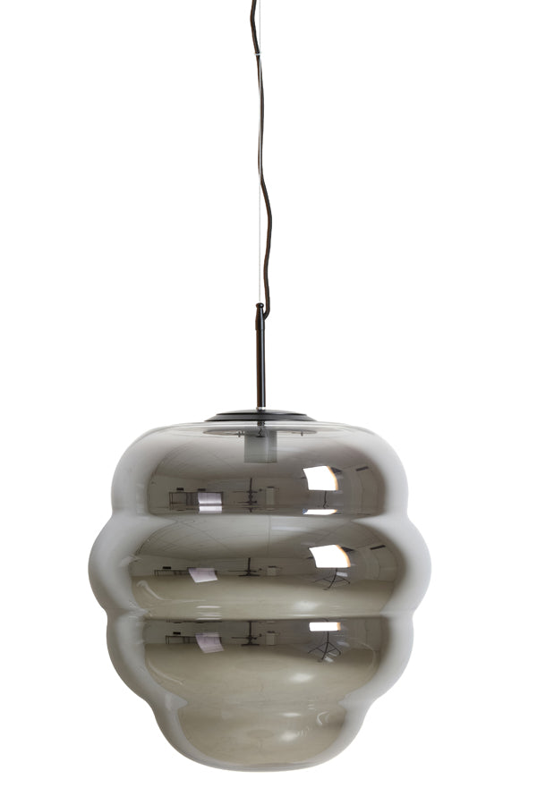 Hanging Lamp Ø45x48 cm Misty Smoked Glass+Matt Black