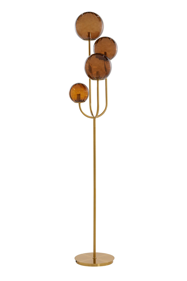 Floor Lamp 4L E14 42x20x182 cm Magdala Glass Brown+Gold