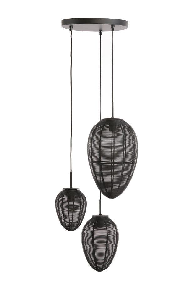 Hanging Lamp 3L Ø36x97 cm Yaelle Matt Black