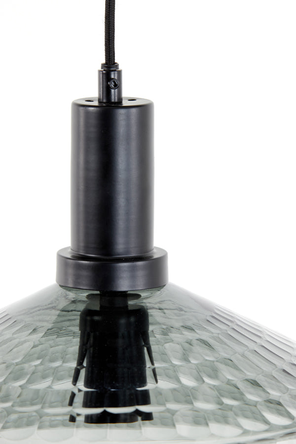 Hanging Lamp Ø23x23 cm Delilo Smoked Glass Grey+Black