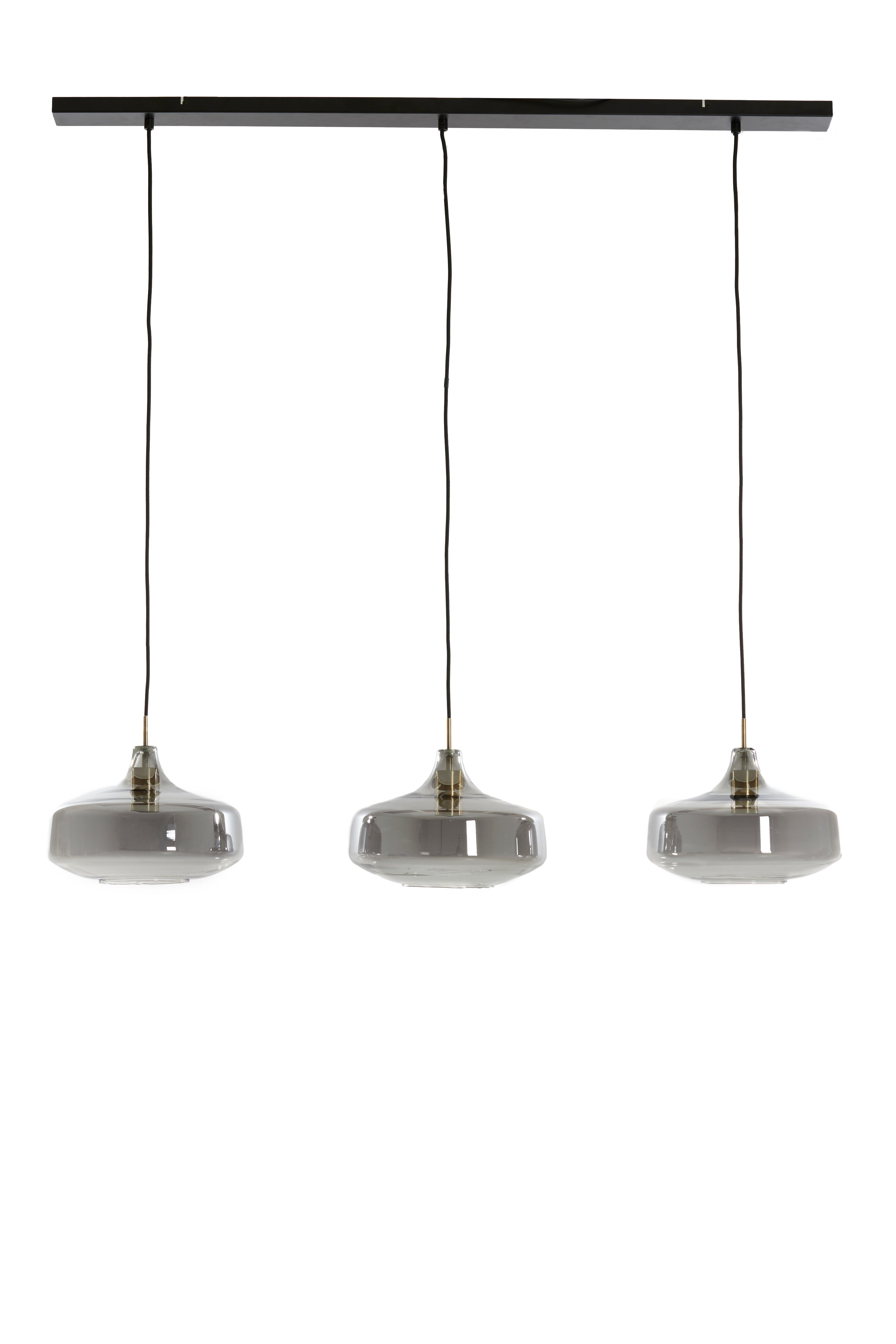 Hanging Lamp 3L 120x30x21 cm Solna Antiq Bronze+Smoked Glass