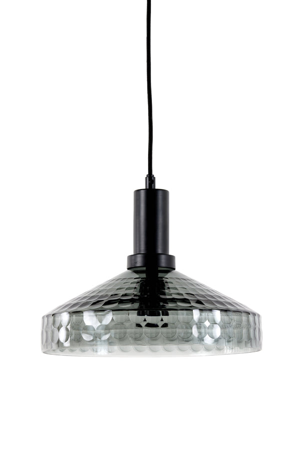 Hanging Lamp Ø23x23 cm Delilo Smoked Glass Grey+Black