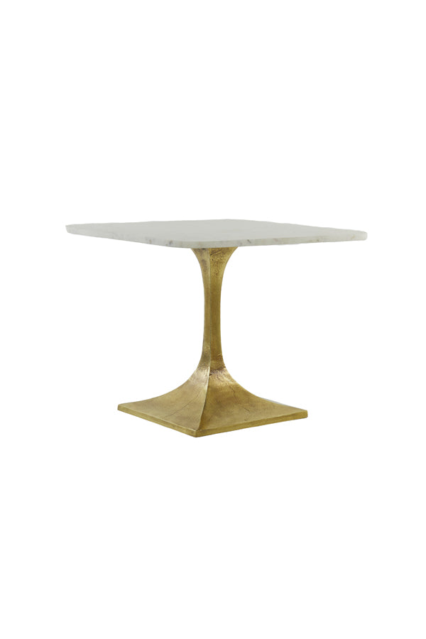 Side Table 55x55x45 cm Rickerd White Marble+Antique Bronze