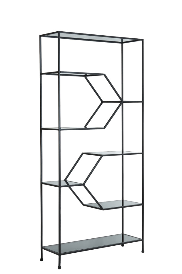 Cabinet Open 100x34x214 cm Aino Smoked Glass+Matt Black